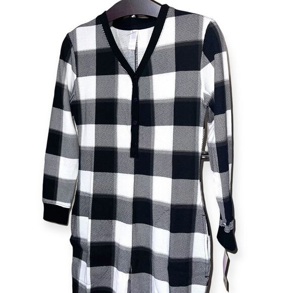 STARS ABOVE Women’s Thermal One Piece Pajamas in Black and Cream Size XS NEW - Picture 8 of 15